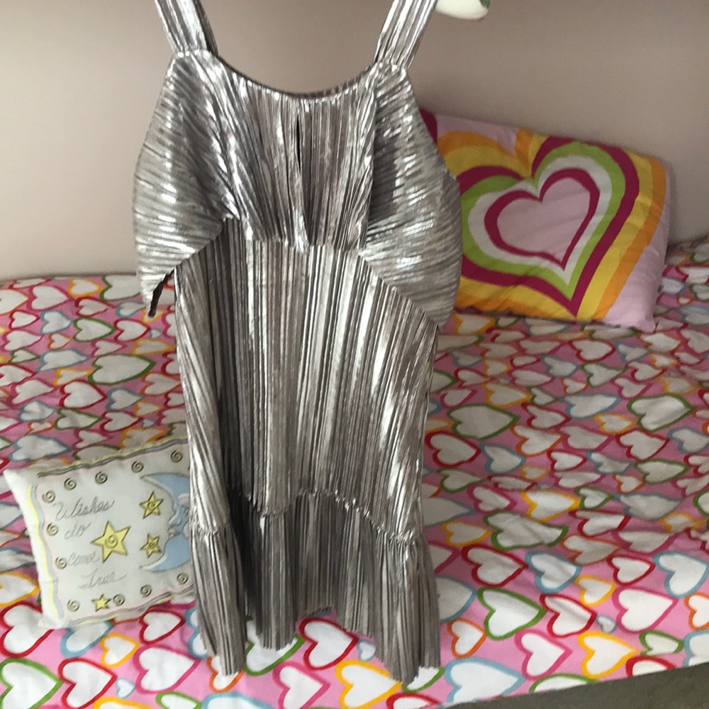 💐 HP 💐 Kitty Kat Girls Silver Party Dress - Picture 3 of 5